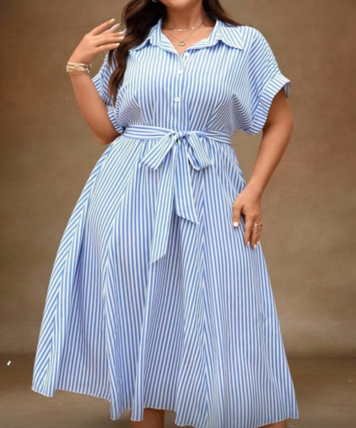 SAYD — Striped Button-Down Midi Dress