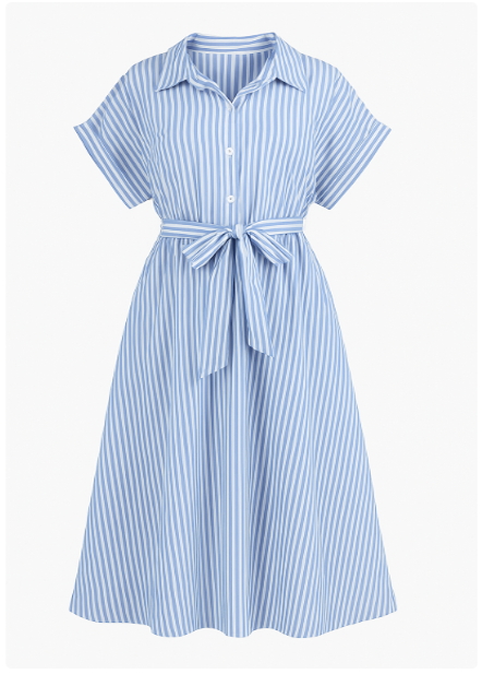 SAYD — Striped Button-Down Midi Dress