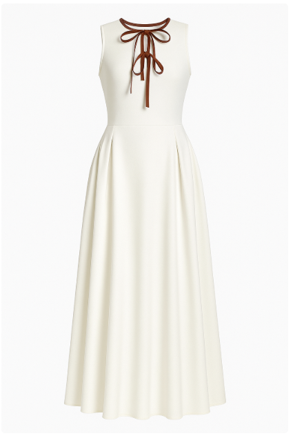 SAYD — Bow-Tie Pleated Midi Dress