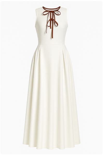 SAYD — Bow-Tie Pleated Midi Dress