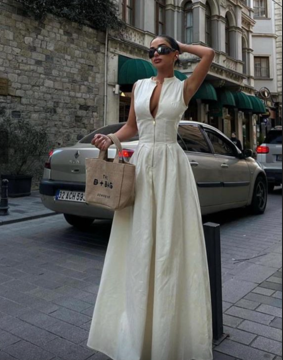 SAYD — Zip-Front Sleeveless Maxi Dress