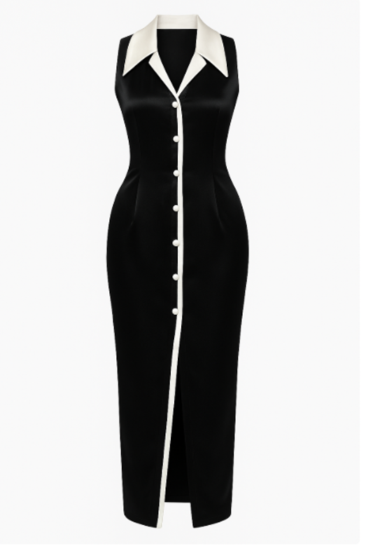 SAYD — Monochrome Button-Down Maxi Dress