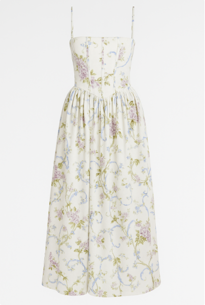 SAYD — Vintage Floral Corset Midi Dress